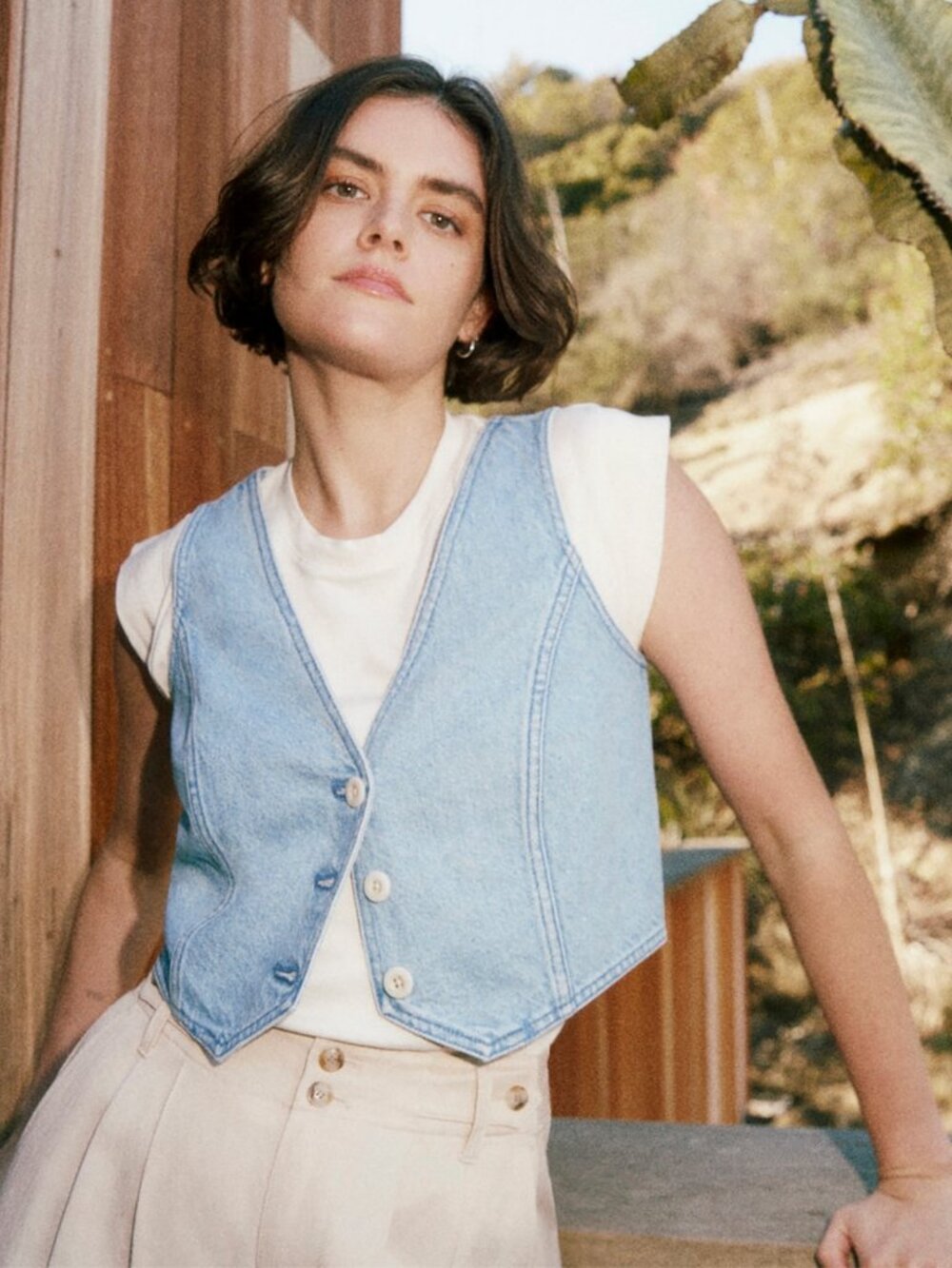 Cotton-Hemp Denim Katrina Crop Vest Top Madewell